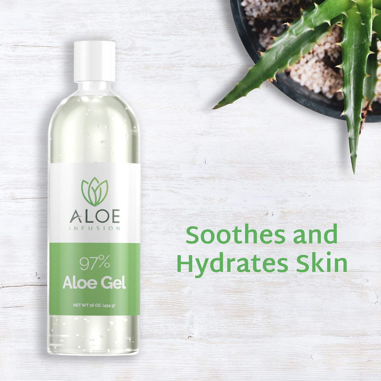 Aloe Infusion Organic Aloe Vera Gel - Deeply Hydrating, Skin Nourishing After Sun Skin Care for Face, Body and Hair - Sunburn, Redness and Itchy Skin Relief - Made in the USA - 16 Oz : Beauty