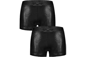 MOMOTIGER Girls Dance Short Gymnastics Shorts for Girls Metalli Sparkle Glitter Tumbling Bottoms