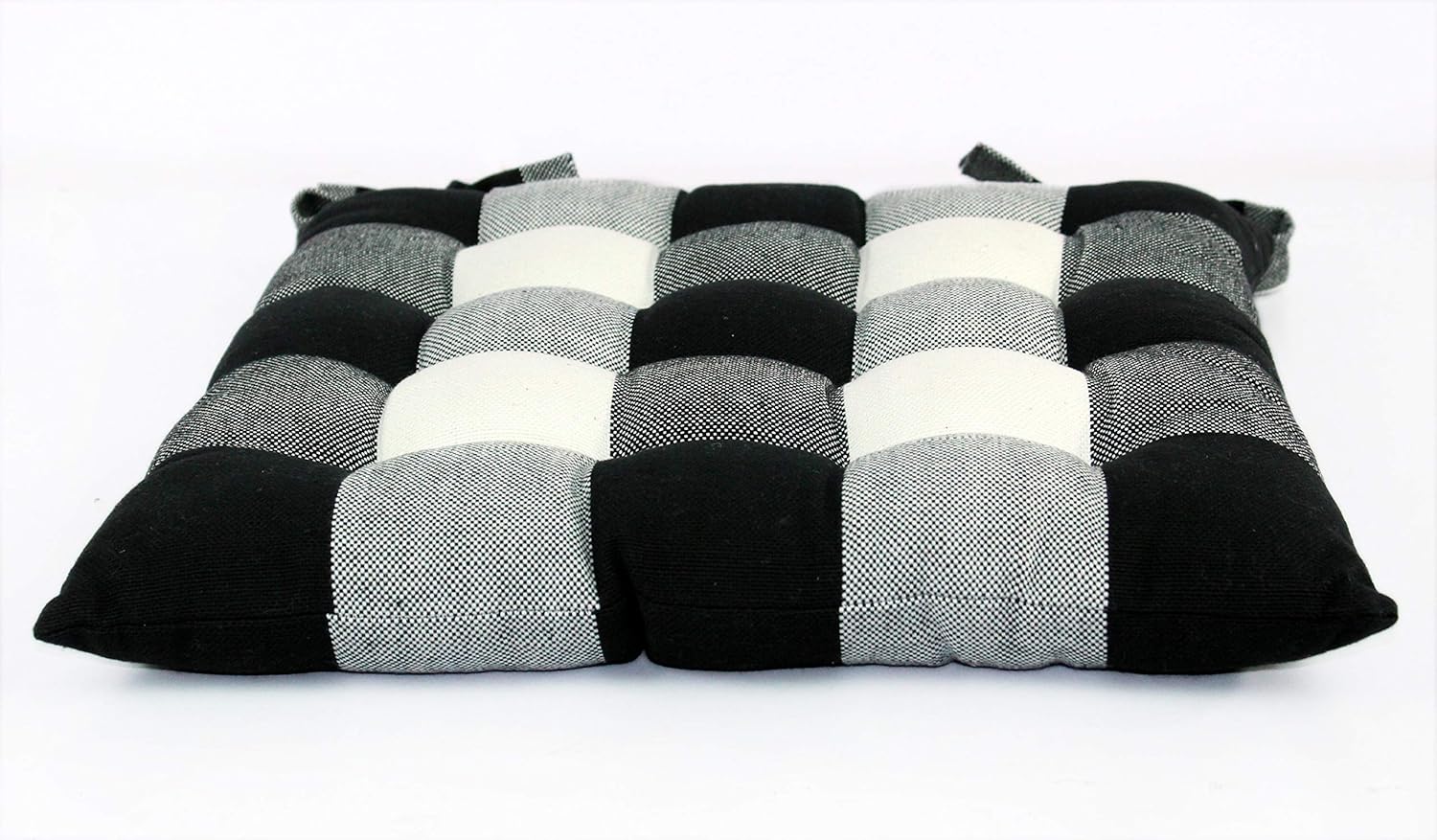 COTTON CRAFT Countryside Set of 4 Dining/Kitchen Chair Pads with Ties, 17x17 inch Black Buffalo Check: Home & Kitchen
