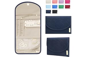 BLUTETE Jewelry Travel Foldable Bag | Organizer Roll Jewelry Case | Travel Jewelry Storage Case for Women | Rings Earrings Necklaces Bracelets Organizer (Navy Blue)
