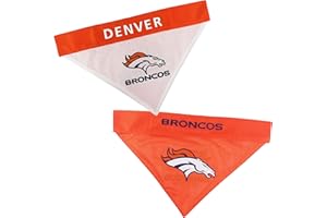 Pets First NFL DOG BANDANA - DENVER BRONCOS REVERSIBLE PET BANDANA. 2 Sided Sports Bandana with a PREMIUM Embroidery TEAM LOGO, Small/Medium. - 2 Sizes & 32 NFL Teams available