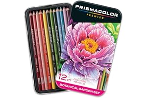 Prismacolor Premier Colored Pencils, Soft Core, Botanical Garden Set, 12 Count - Adult Coloring, Drawing, Holiday Gift