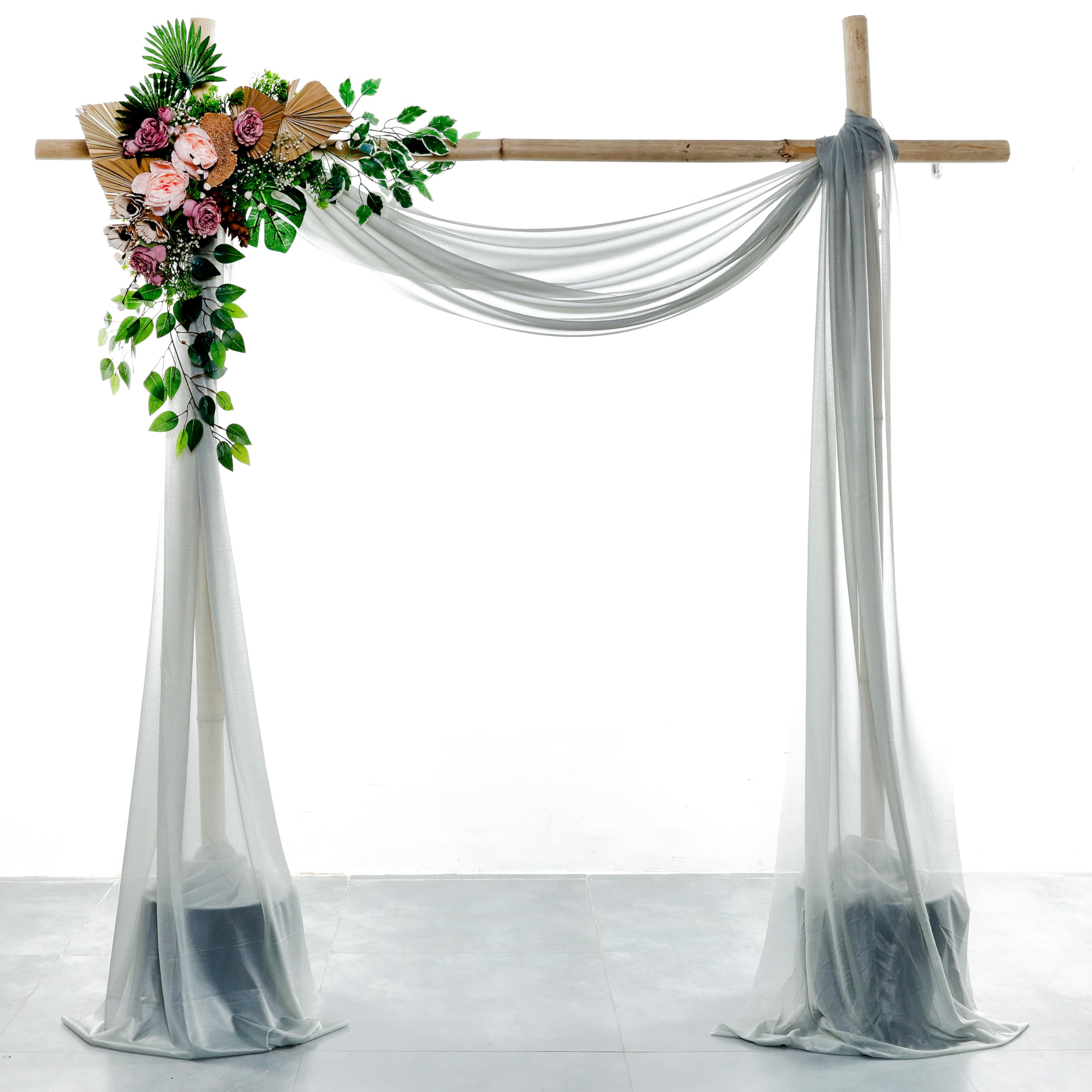 Photo 1 of ******BLUE AND GRAY COLOR***** SIMILAR DESING ***** MDS Pack of 1 Wedding Arch Drape Panel (30" Width x 30ft Long) Sheer Chiffon Arbor Canopy Drapery Fabric for Wedding Ceremony Reception Decoration Party Ceiling Backdrop Curtain Swag - Gray