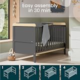 Tutti Bambini Rio 2-in-1 Cot Bed with Top Changer Oak Slate Grey 0-6y view 4