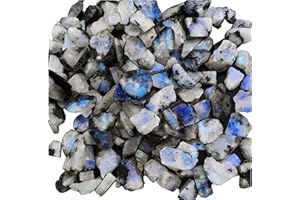 GEMPIRES NATURE’S TREASURE Gempires Natural Raw Polished Blue Moonstone Gemstone For Jewelry, June Birthstone, 15 to 30 mm Moonstone Rough, Rainbow Moonstone Loose Chips, Loose Rough Gemstone Supplies (50 Carat)