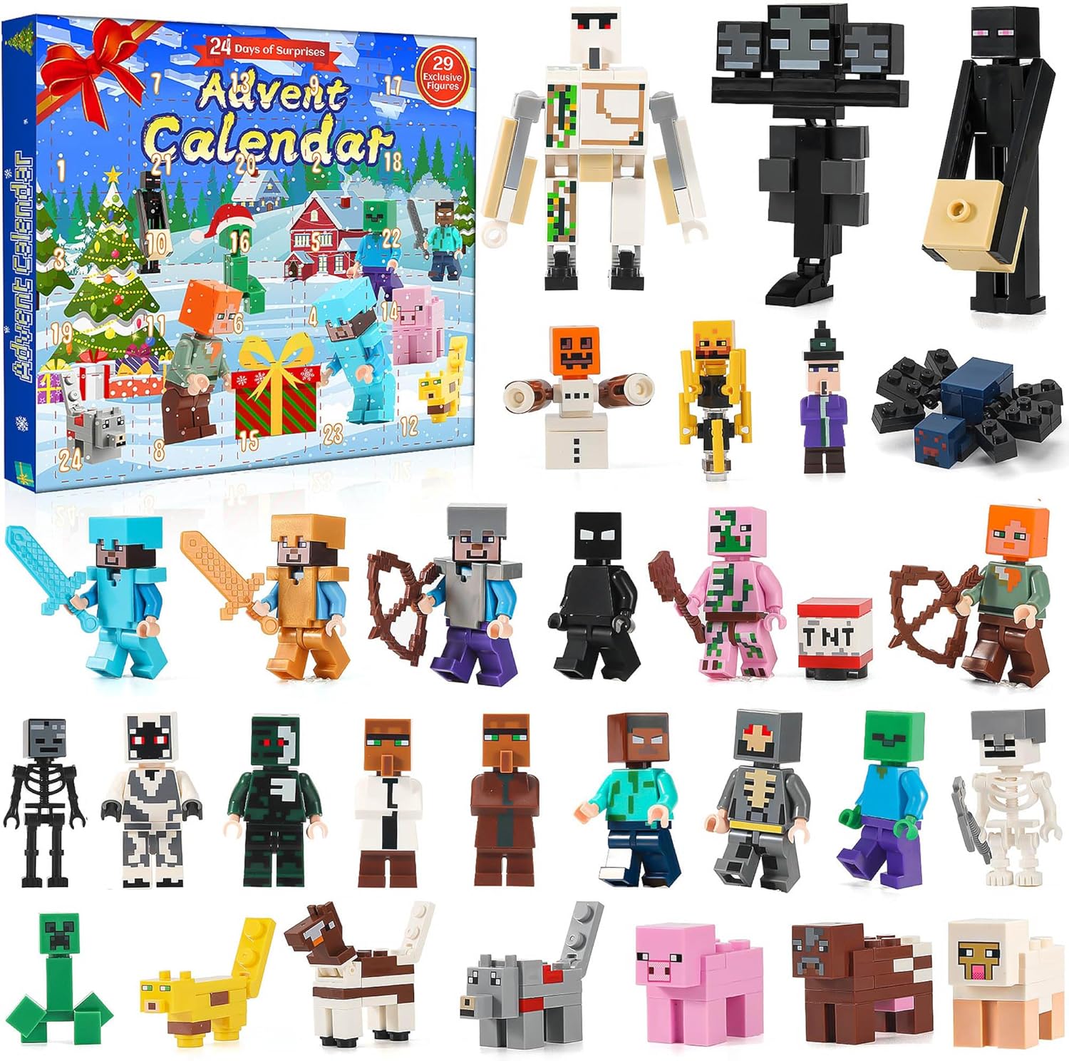 Advent Calendars - Christmas Advent Calendar 2023 Toys, 24 Days Countdown Calendar Including 29 Characters Figures Building Blocks, Boys Advent Calendar Surprise Christmas Gift for Kids and Fans