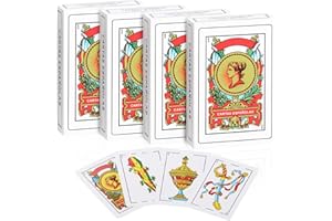 CDBXRA 4 Decks Spanish Playing Cards, Barajas Españolas Originales, Cartas Españolas Originales, Briscas Cards Puerto Rico,Mexican Playing Cards Game, Spanish Cards Deck