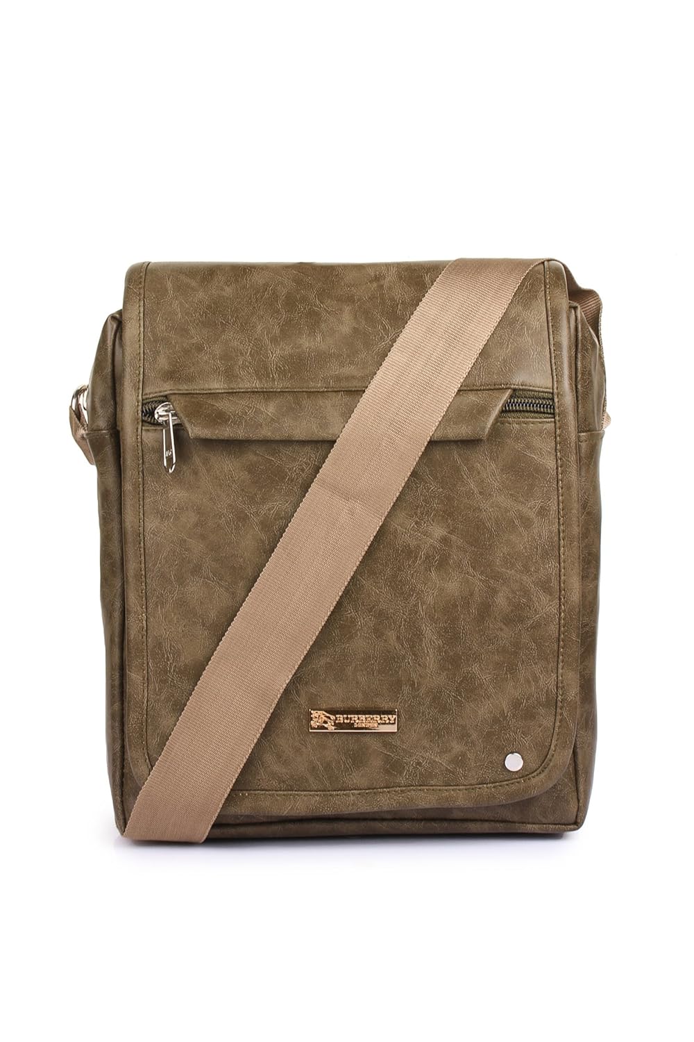 green leatherette sling bag