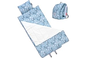 URBAN INFANT Bulkie Toddler Nap Mat - Sleep Mat for Kids Daycare and Preschool - Folds Up to Carry on Back - Bunnies