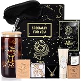 14PCS Virgo Birthday Gifts for Women, Virgo Astrology Gifts for Women Bakets, 12 Zodiac Gifts for Woman Friends Female Friendship,Vir Astrological 16 oz Glass Cups Candles Necklace with Gift Set Box