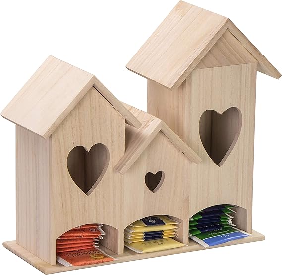 LAUBLUST Teebeutel-Spender Häuschen Design - ca. 29 x 12 x 26 cm, Natur