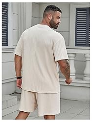 RoseSeek Men's 2 Piece Outfits Textured Drop