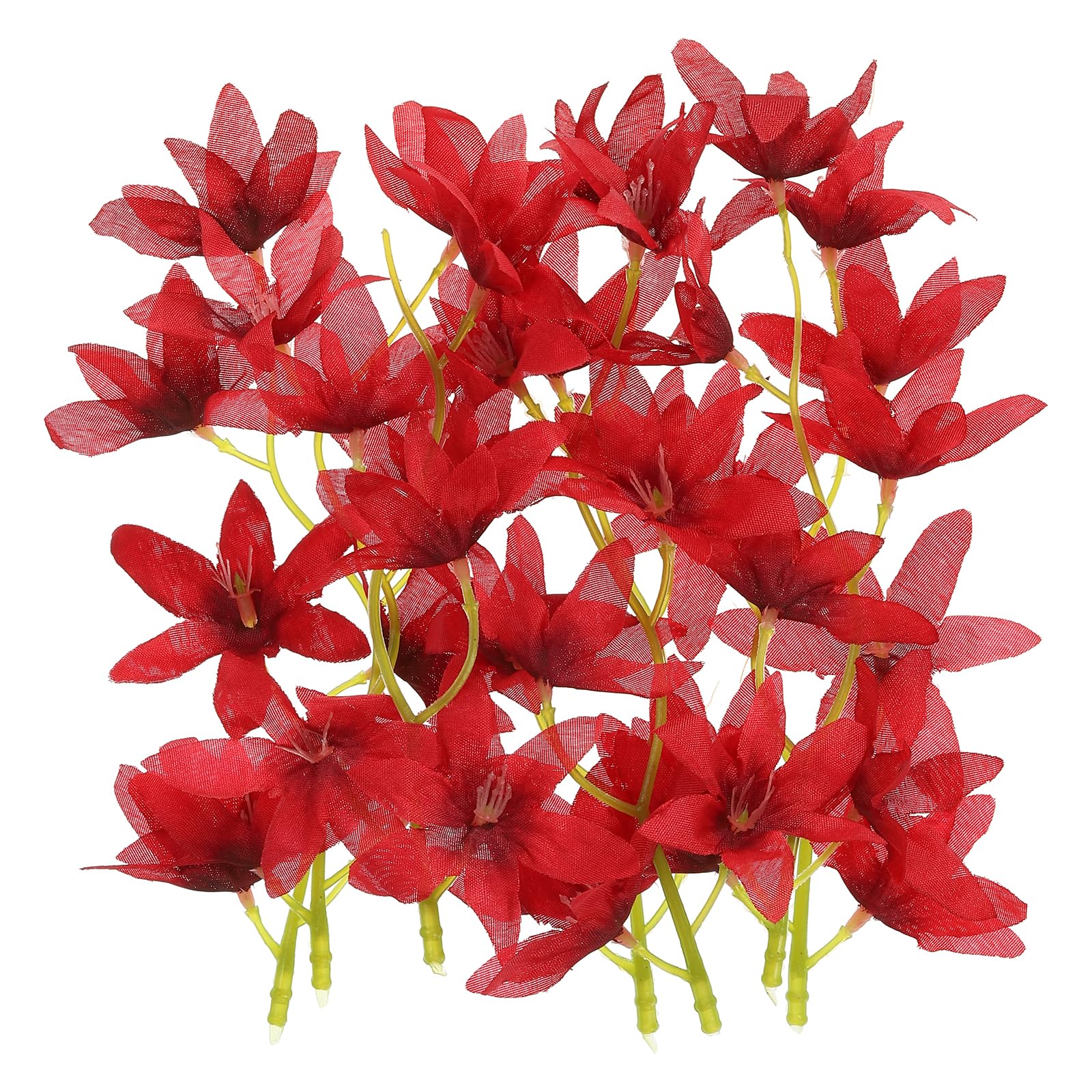 PATIKIL 7 Inch Artificial Orchid Flower, 24 Pcs Floating Candles Simulation Flower Cylinder Vase Fillers for Home Wedding Decoration, Red