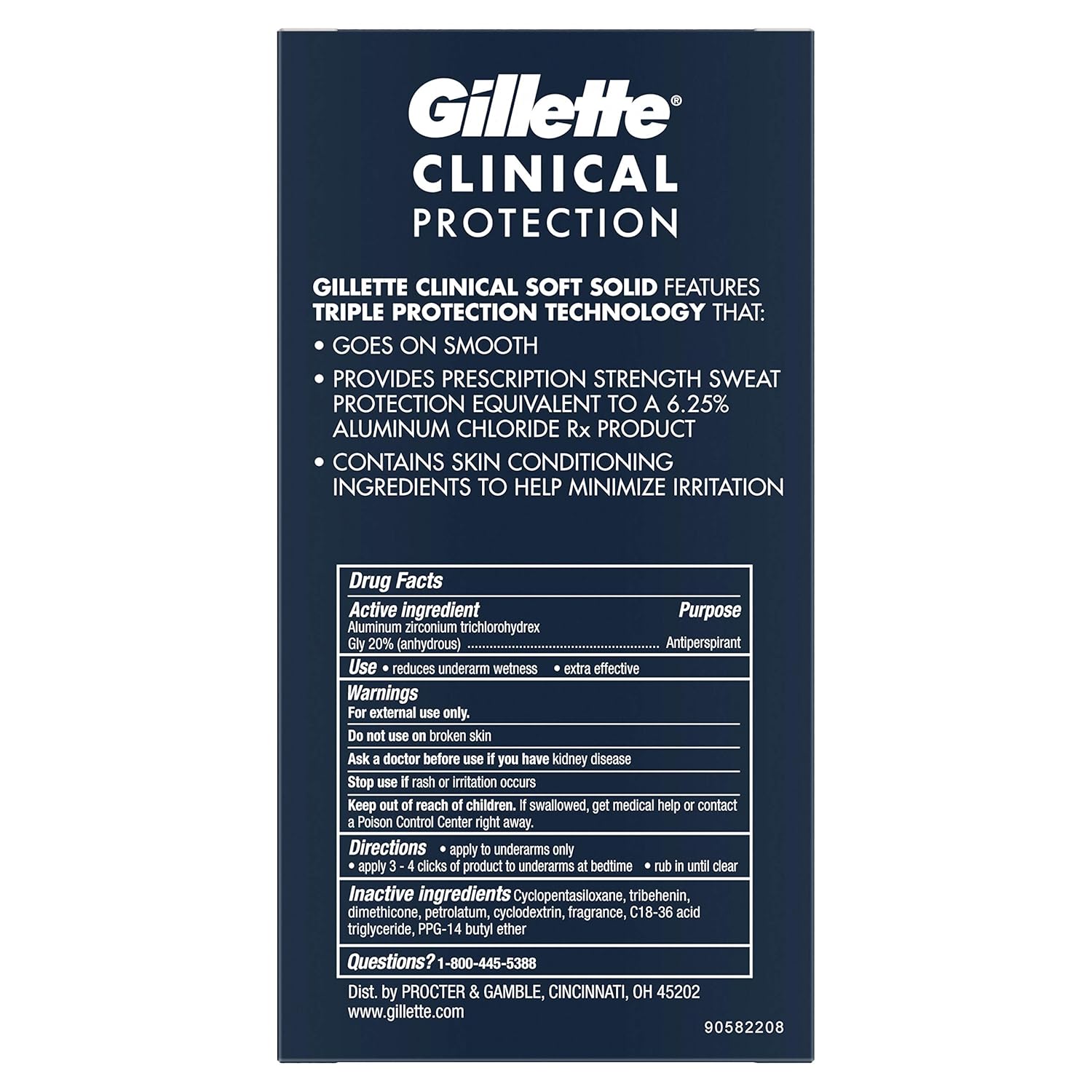 Gillette Clinical Antiperspirant Deodorant for Men, Ultimate Fresh Scent, Advanced Solid, 2.6 Ounce (Packaging May Vary) : Gillette Clinical Strength Antiperspirant Deodorant : Beauty