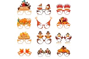 24 Pcs Thanksgiving Glasses Funny, Fall Party Leaves Turkey Glasses for Thanksgiving Day Party Decorations Favors