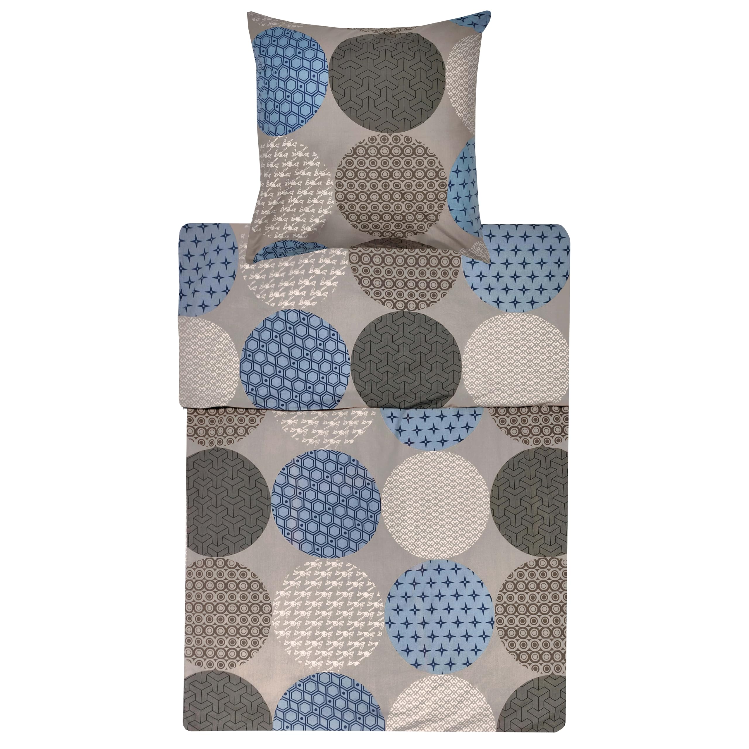 Lavea Hannes Bed Linen Set 135 x 200 cm + 80 x 80 cm, 100% Cotton, 2-Piece Set with Zip