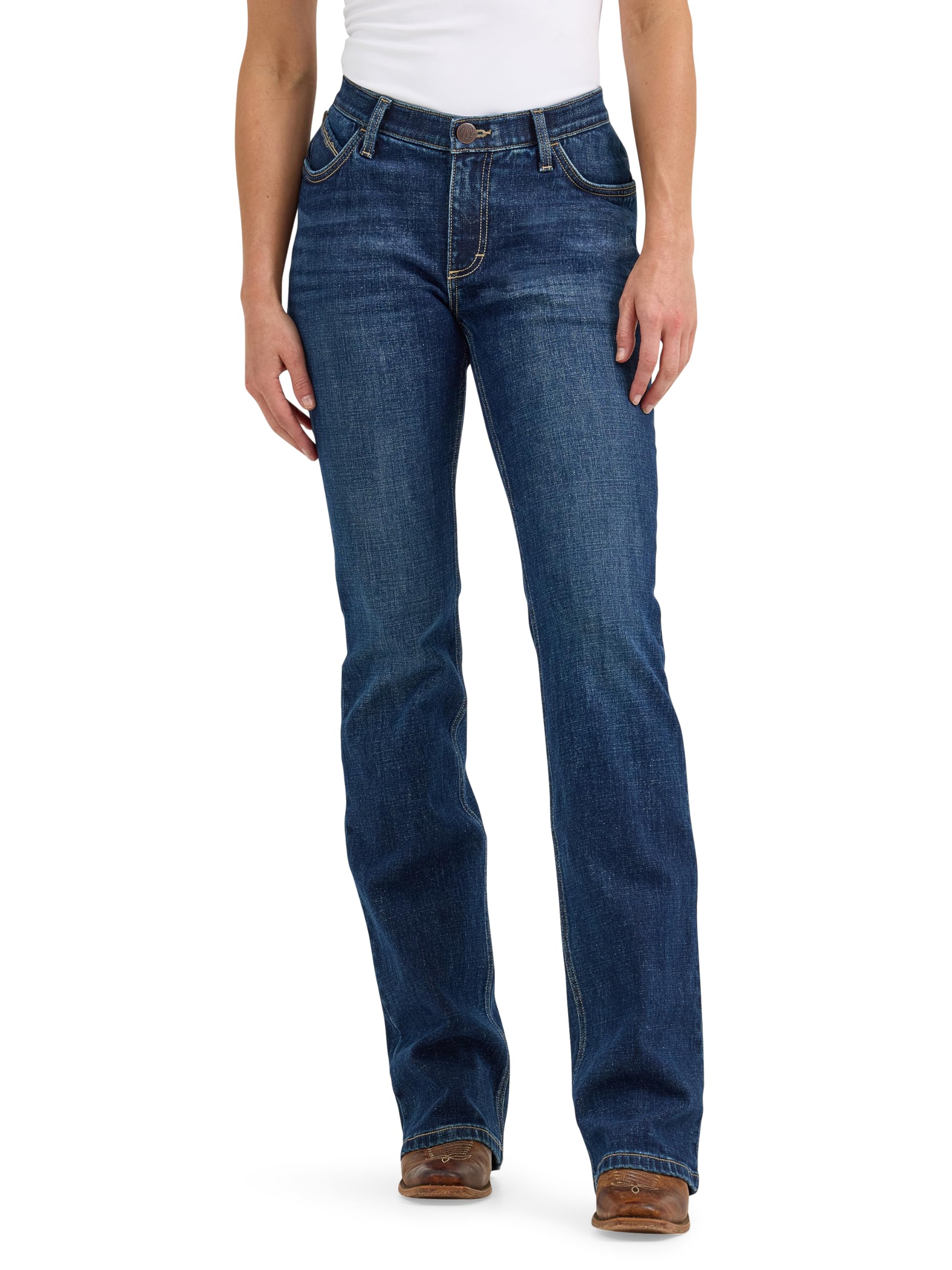 Wrangler Women's Willow Mid Rise Boot Cut Ultimate Riding Jeans, Andrea, 28W x 38L Image Wrangler Women's Willow Mid Rise Boot Cut Ultimate Riding Jeans, Andrea, 28W x 38L Image