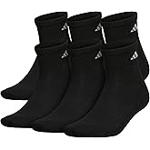 adidas Men's Socks, Athletic Cushioned Quarter 6-Pack, Ankle Fit with Arch Support