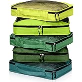 Bulyoou 5 Pcs Packing Cubes for Suitcase Large Travel Cubes Carry on Luggage Organizer Bags for Clothes Accessories(L,Green)