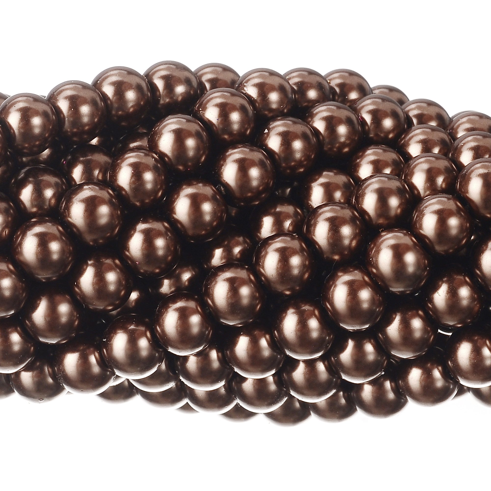 RUBYCA 200Pcs Czech Tiny Satin Luster Glass Pearl Round Bead DIY Jewelry Making 12mm Chocolate Brown