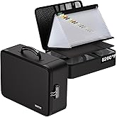 ENGPOW Fireproof Document Box with Lock,5200℉ Soft Case Fireproof Box with 25 Pocket Accordion File Folder,Multi-Layer Fireproof Water Resistant File Organizer Storage for Important Documents,Laptop
