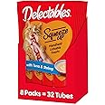 Hartz Delectables Squeeze Up Interactive Lickable Wet Cat Treats for Adult & Senior Cats, Tuna & Shrimp, 32 Count