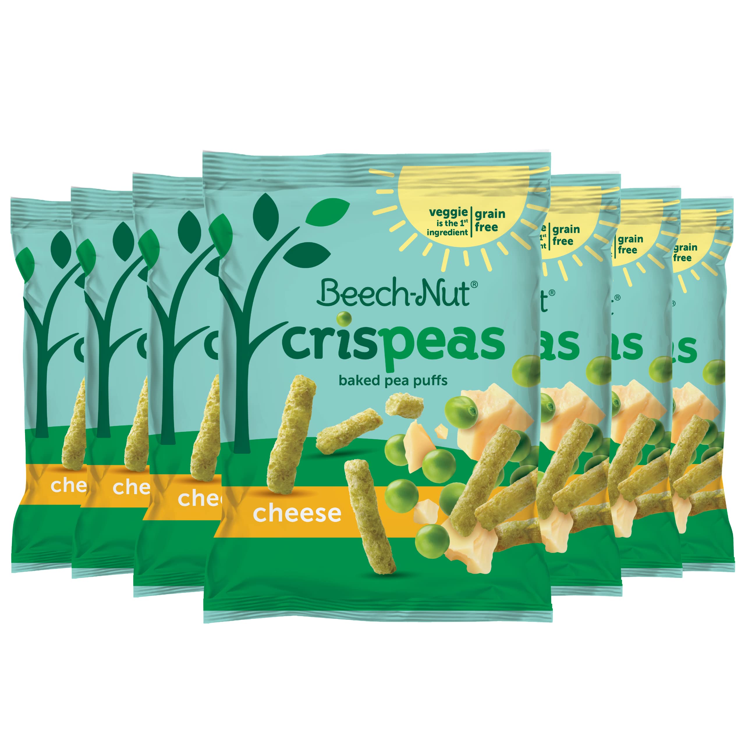 Toddler Snacks, Cheese Crispeas Baked Pea Puffs, Grain-Free, Gluten-Free, Non-GMO, 1.4 oz Bag (7 Pack)