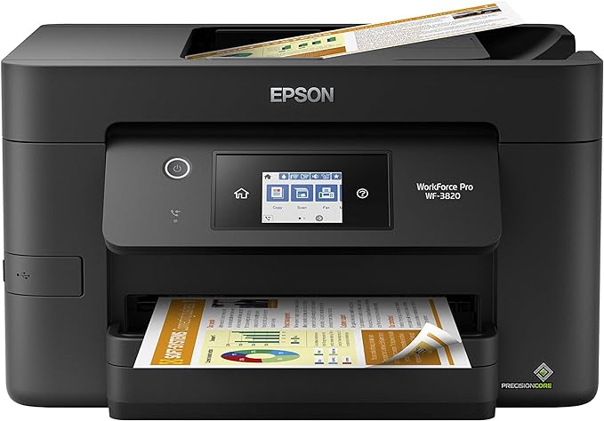 Epson Workforce Pro WF-3820 Wireless Inkjet All-in-One Color Printer, C11CJ07201: Electronics