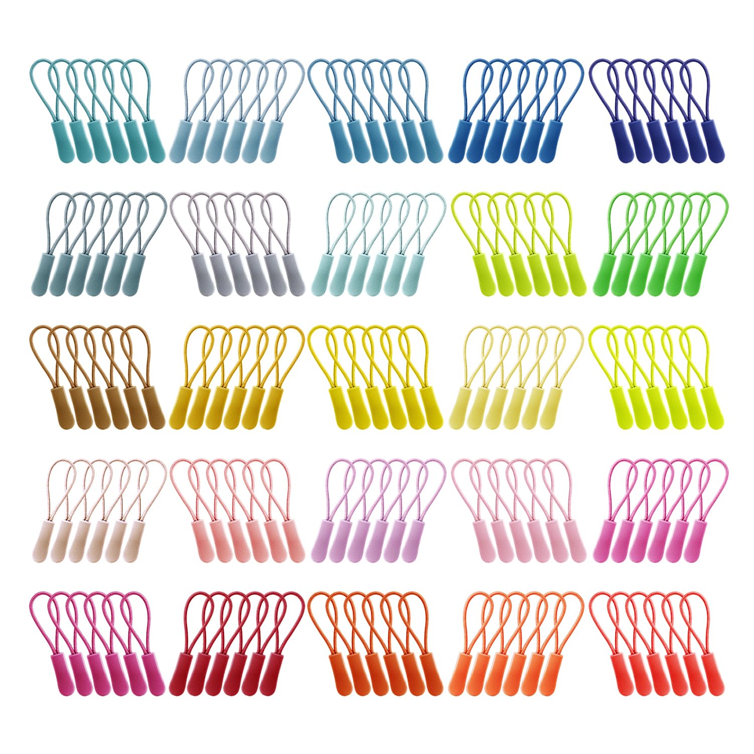 Zzcy Pack of 150 Zip Extensions Pulls Colorful Zipper Pulls Zip Pulls Replacement in 25 Colours for Backpack, Clothing, Sportswear and More