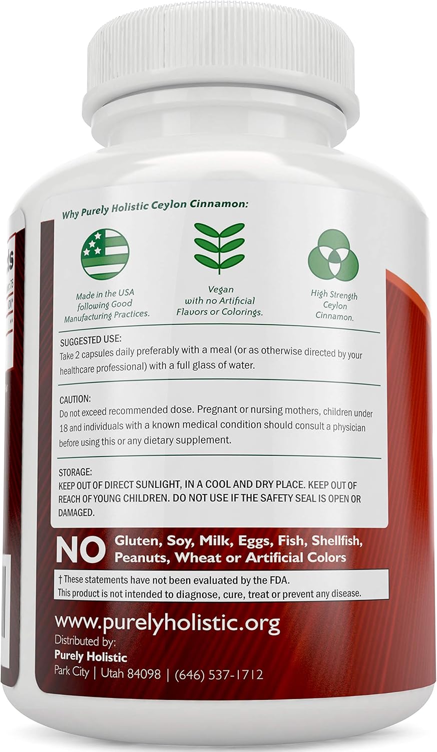 Ceylon Cinnamon Capsules 1500mg 150 Cinnamon Capsules Vegetarian & Vegan - 75 Day Supply (25% More) True Sri Lanka Ceylon Cinnamon Supplement Joint Support Blood Sugar Level Support: Health & Personal Care