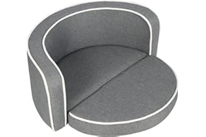 Stonehomy Pet Sofa Bed for Small Dog and Cats, Foldable Linen Dog Couch Bed with Removable Washable Cover & Stable Wooden Fame, 30" L x 16" W x 12" H