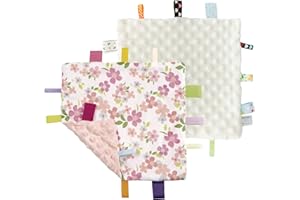CREVENT Tag Security Blankets for Babies, Soft Small Loveys for Girls, Baby Comforter Sensory Blanket, Great Gifts for Birthd