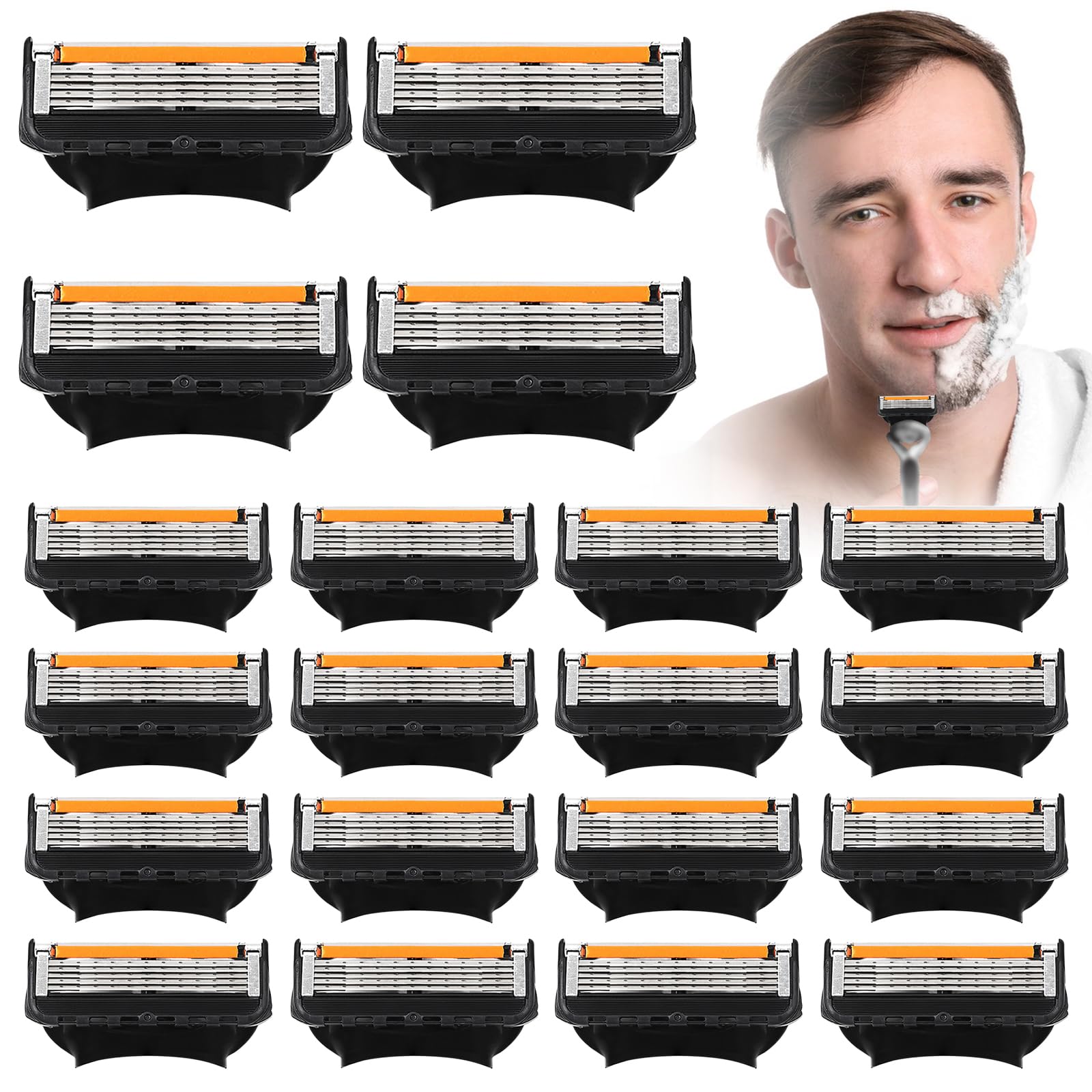 Photo 1 of 16 Replacement Razor Blades for Men – Compatible with ProGlide &Razor Systems, 5-Blade Refills, Wet Shave, Value Pack, Smooth & Precise"
