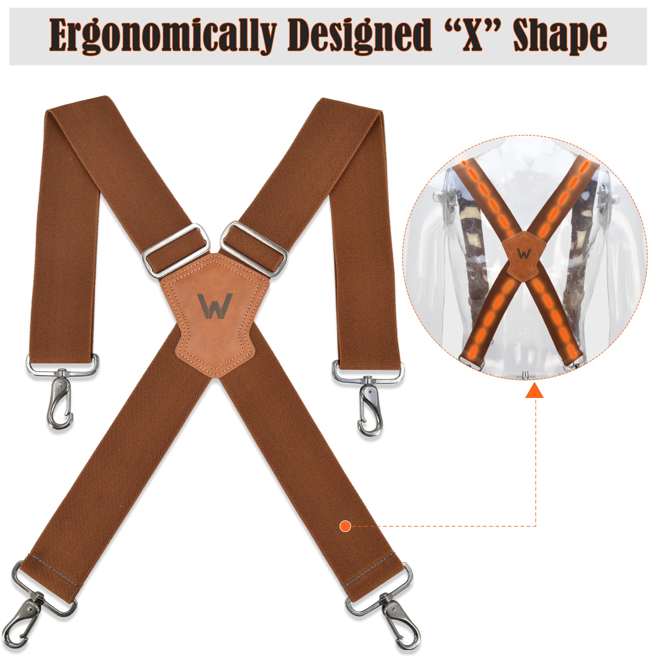 WELKINLAND Heavy-Duty 2Inch-Wide Full-Elastic Work Suspender For Jeans