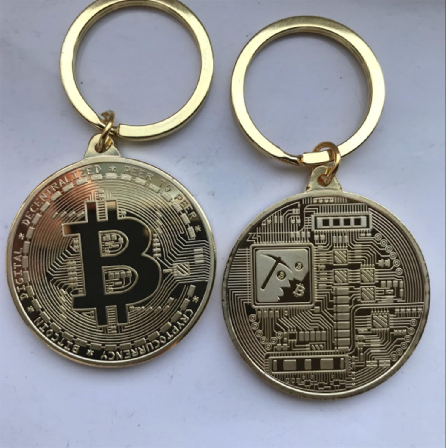 Gold Bitcoin Keychain 1 Piece Home & Kitchen