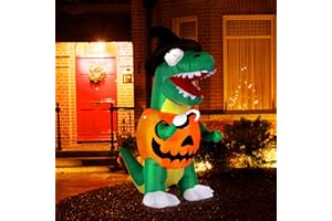 Bosvell 6 FT Halloween Inflatable Pumpkin Dinosaur Outdoor Decoration,Blow Up Yard Decoration with Built-in LED for Halloween Decor,Halloween Outdoor, Yard, Garden, Lawn Party Decoration