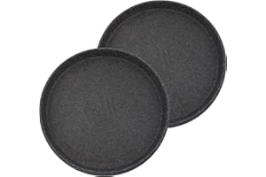 The HC Companies Terrazzo Flower Pot Saucers - Heavy-Duty Plastic Plant Saucer for Outdoors & Indoors - Plant Pot Trays for Water Drainage - Durable Round Plant Tray (18.5” Black Granite, Pack of 2)