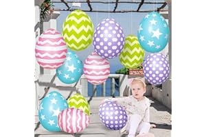 MiniInflat 12 Pcs Inflatable Easter Eggs Decorations - Large PVC Colorful Egg Easter Inflatable Outdoor Ornaments Decorations for Holiday Party, Yard, Home, Indoor & Outdoor(16 Inch, 24 Inch)