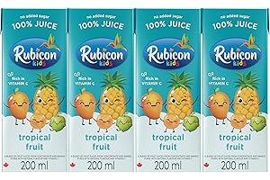 Rubicon Kids Tropical Fruit Juice | 200mL Juice Box | 100% Juice, No Added Sugar | Blend of Apple, Pineapple, Orange & Mango 