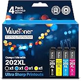 Valuetoner 202 202XL Remanufactured Ink Cartridges Replacement for Epson 202XL Ink Cartridges Multipack for Expression Home XP-5100 Workforce WF-2860 Printer (1 Black, 1 Cyan, 1 Magenta, 1 Yellow)