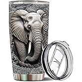 WONWIX Elephant Gifts for Women Men Valentines Day Birthday Christmas Gift for Her Him Coffee for Stone Elephants Lovers Tumbler Cup 20oz Stainless Steel Insulated Travel Mug with Lid