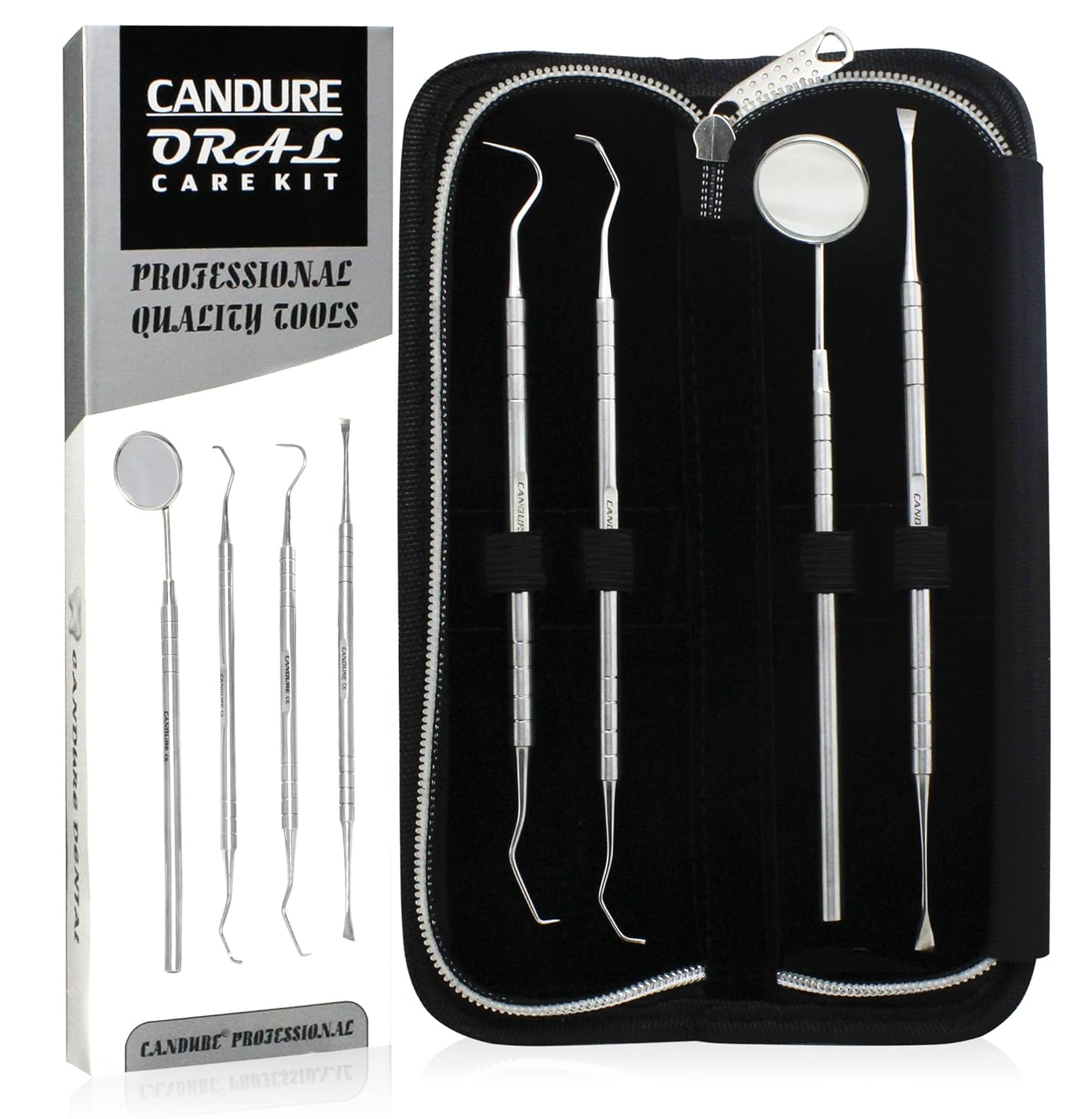 CANDURE® Paquete de Instrumentos de Acero Inoxidable para Limpieza de Dientes Cálculo