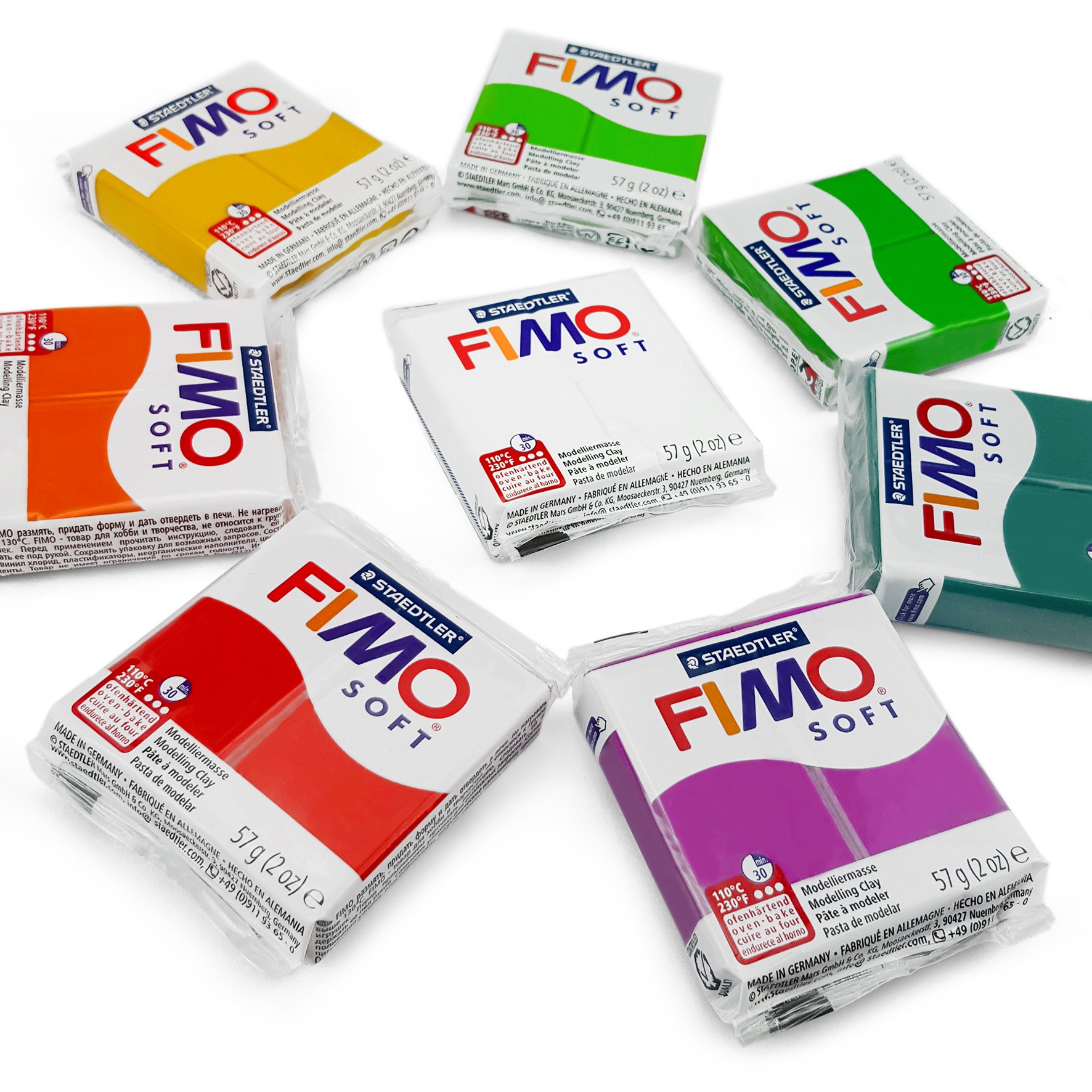 FIMO Soft Polymer Oven Modelling Clay - 57g - Set of 8 - Floral Colours