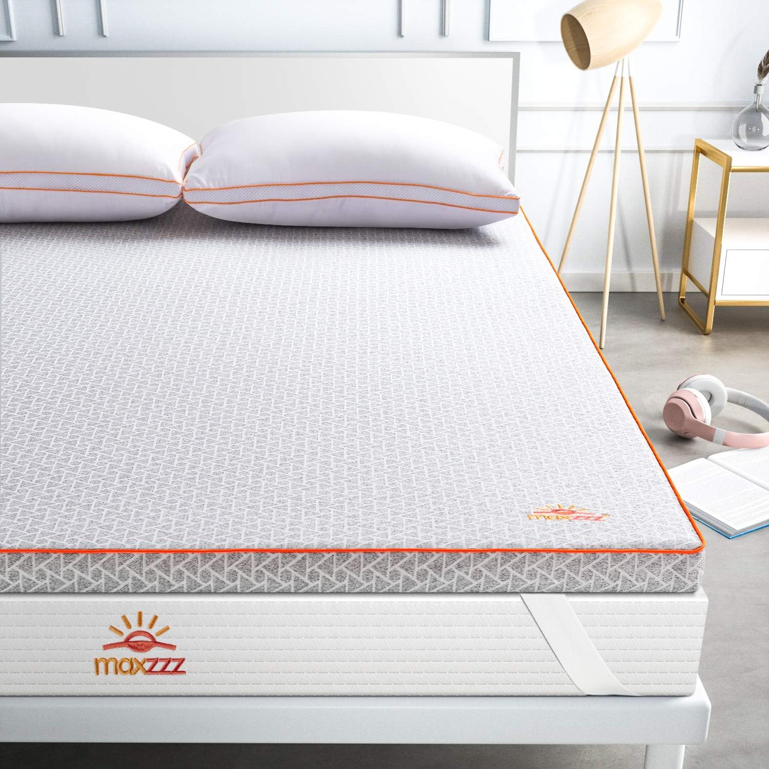 Maxzzz 2" Bamboo Charcoal Infused Memory Foam Mattress Topper, Hypoallergenic & Odor-Resistant Foam Toppers for Bed with Washable Cover, Ventilated & CertiPUR-US Certified Foam Bed Topper, Full Size: Kitchen & Dining