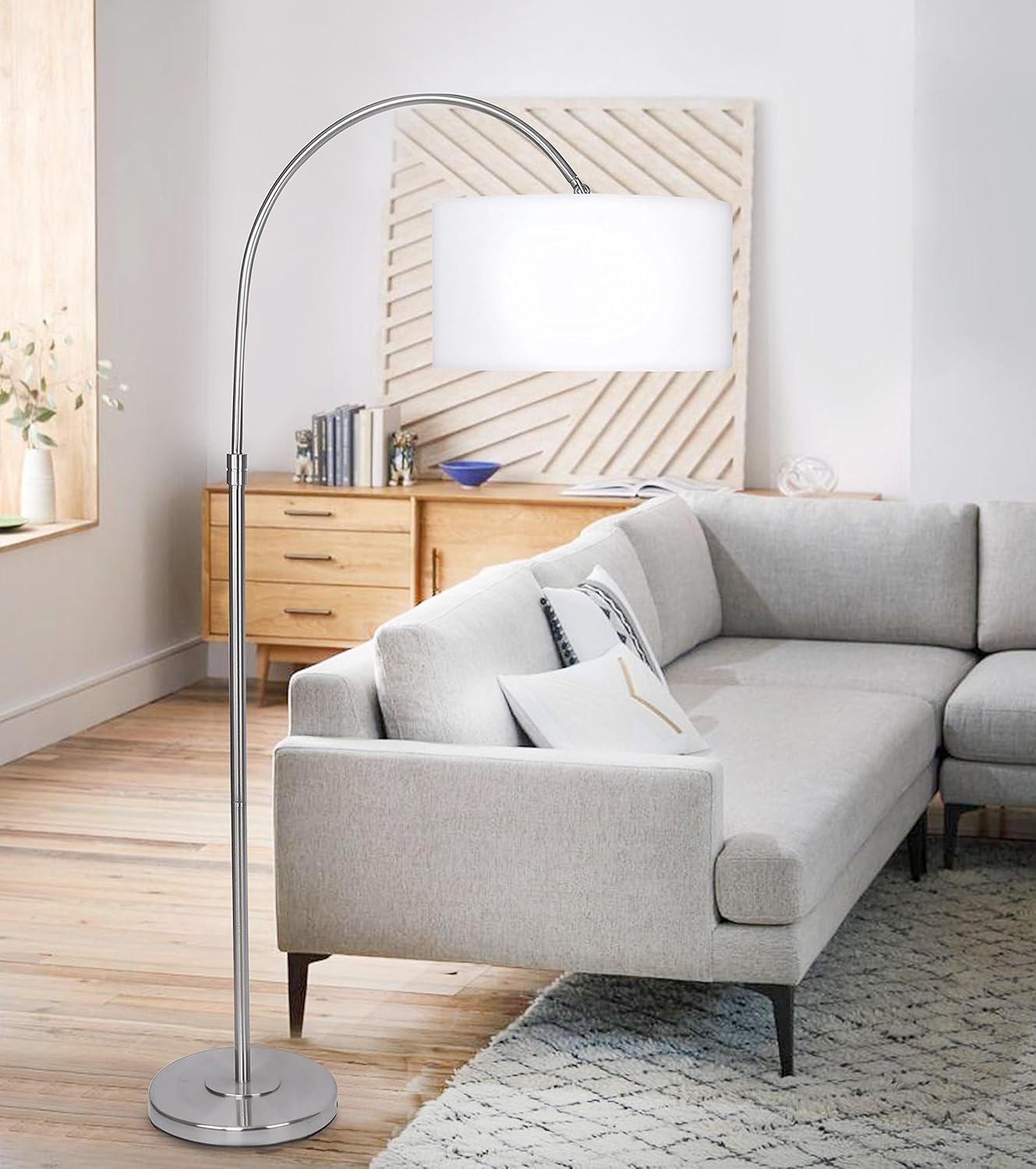 Grandview Gallery 63 5 Modern Brushed Nickel Arc Floor Lamp With Tiered