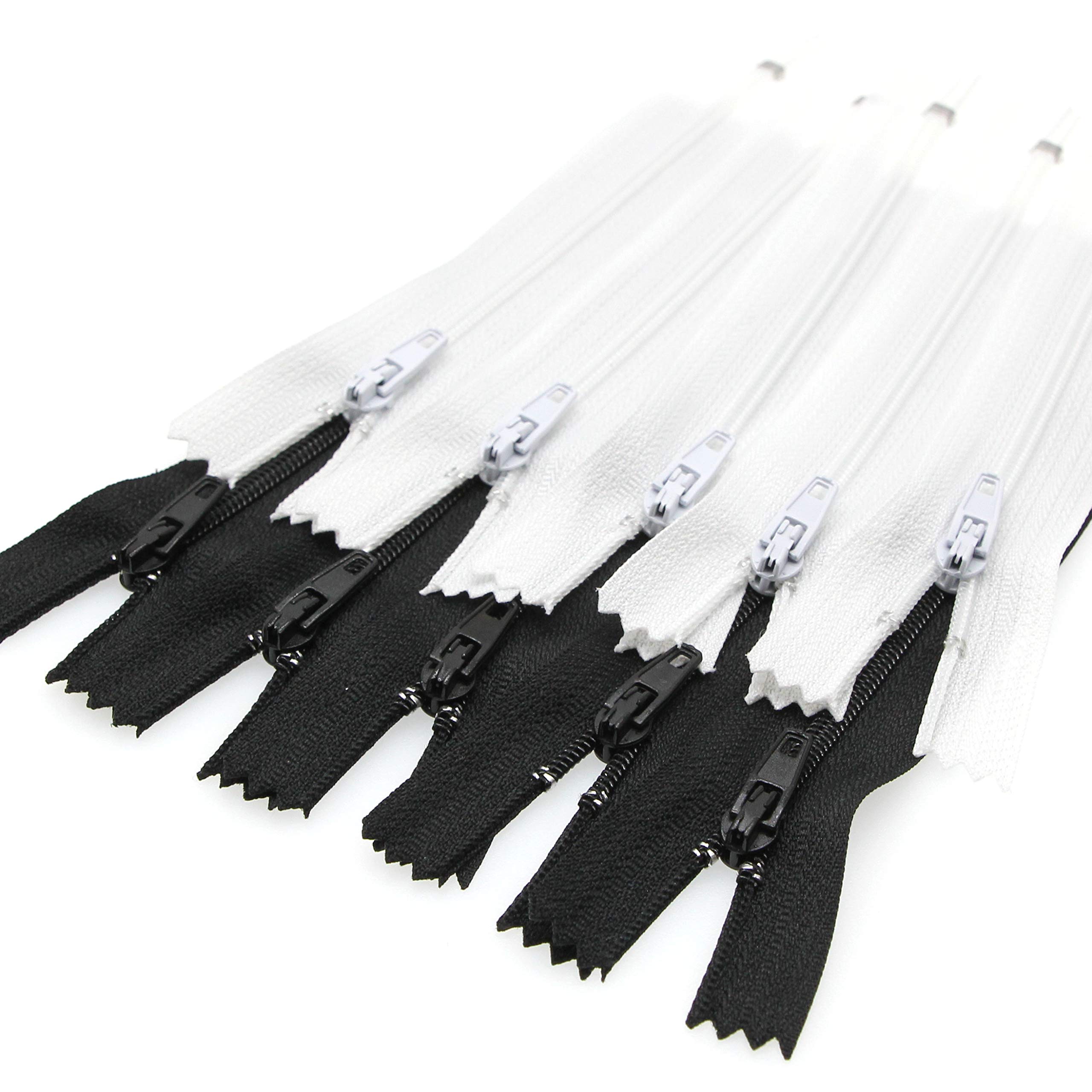 Leekayer 86cm Nylon Zipper Black Whtie Zipper for Sewing Crafts Pillow Sofa 3# Closed End Zipper 34 inch Bulk 10 pcs/Pack