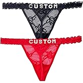 UIASKOWP Personalized Thong With Special Word Funny Custom Underwear Thong Low Rise Sexy G-String for Women