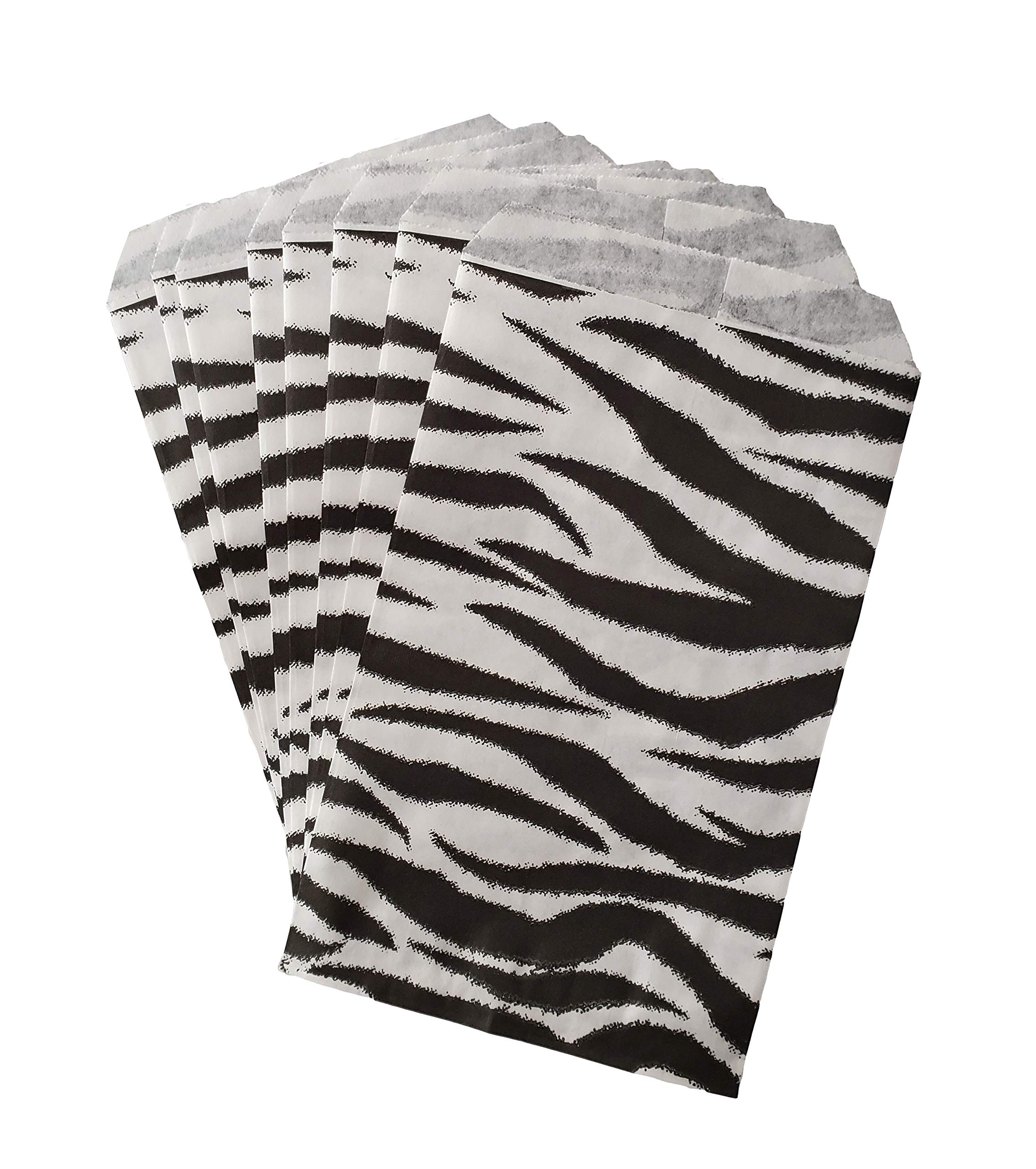 FlanicaUSA 200 pcs 4" x 6" Zebra Print Paper Bag for Arts Craft Item, Party Favor, Merchandise, Gift Bags, Candy and Cookies (4" x 6", Zebra)