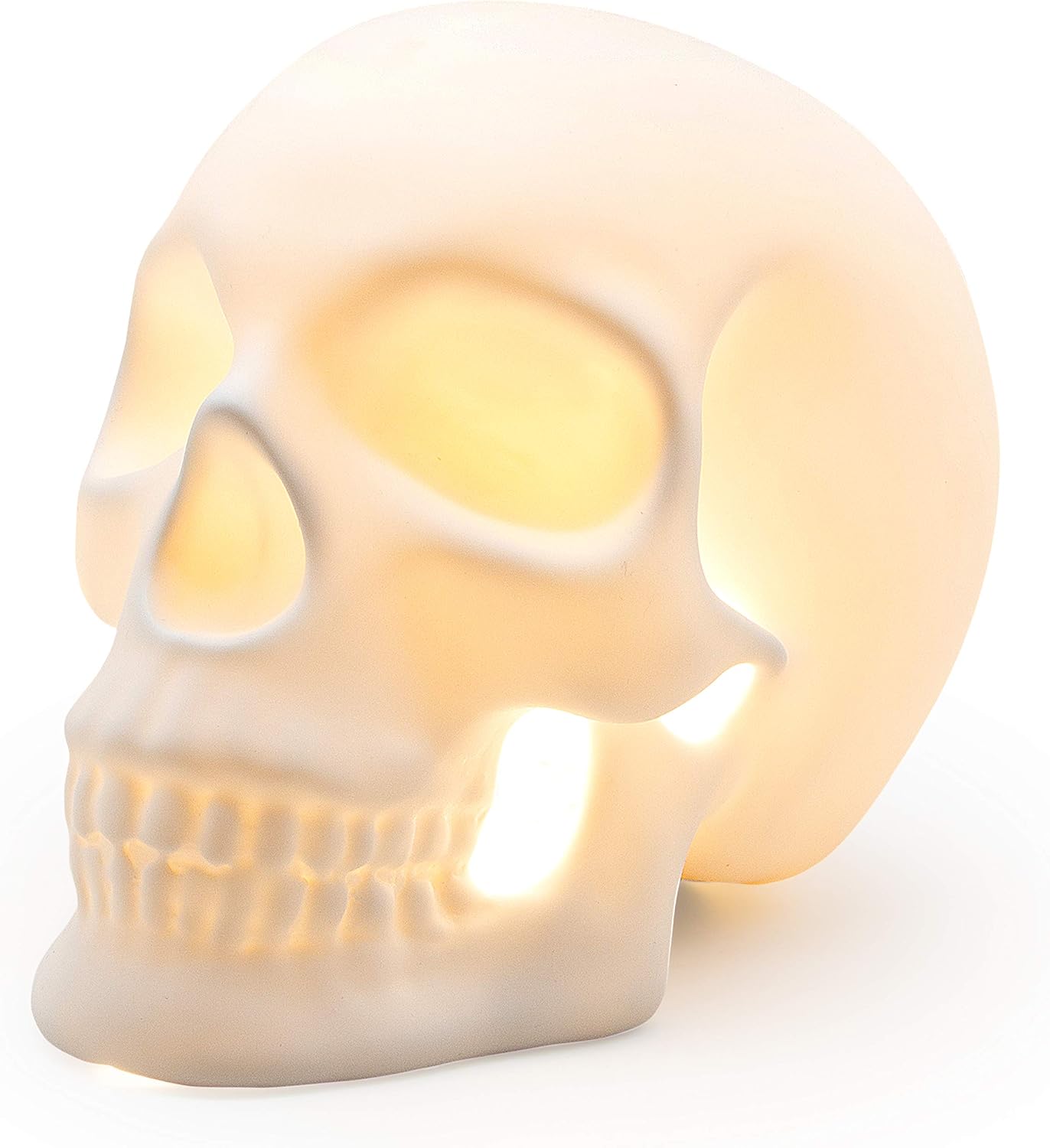 Suck UK Skull Lamp | Ceramic Skull Light | Gothic Home Decor | Lifesize Skull USB LED Lamp