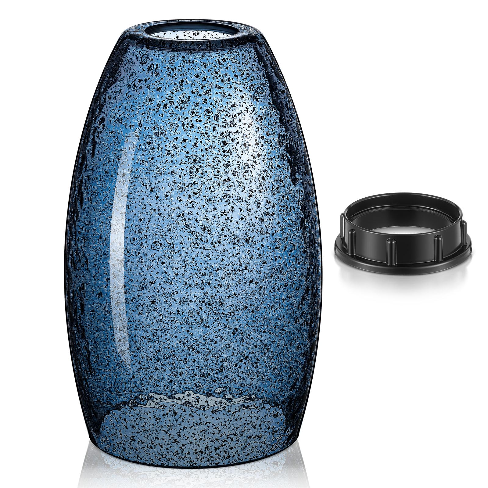 Photo 1 of Teenyyou 2 Set Oval Glass Lamp Shade 7.5" High x 4.7" Diameter Glass Pendant Lampshade Compatible with E26 Light Fixtures Lampshade Replacement for Kitchen Island Ceiling Pendant (Dark Blue Seeds)